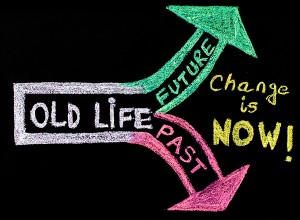 Change Is Now, Handwriting With Chalk On Blackboard